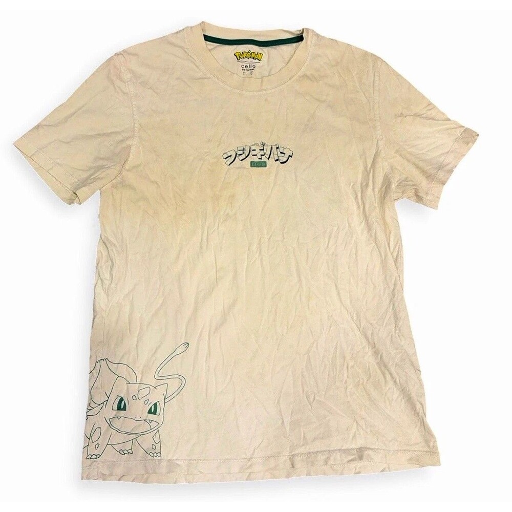 Celio Pokémon Bulbasaur Evolution Double-Sided Print Tee White Men’s Size Large